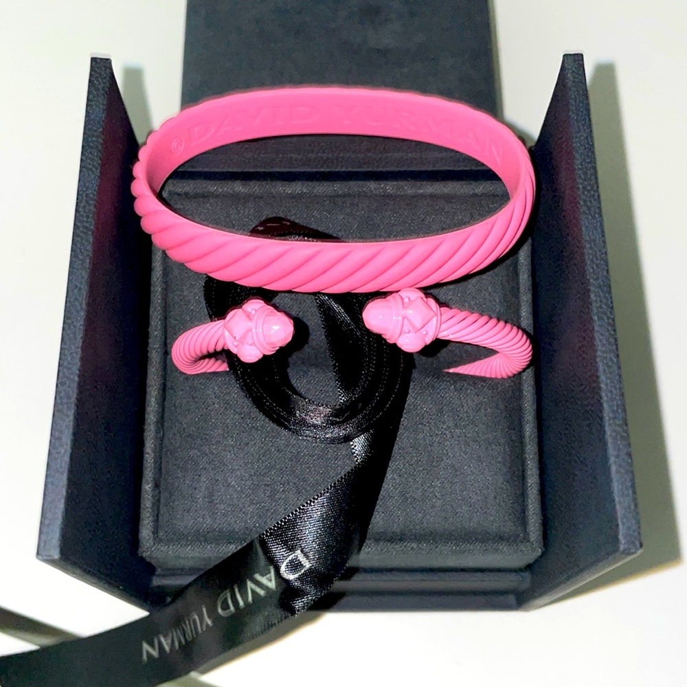 David Yurman Pink Aluminum Bracelet 5mm New with cable pink rubber bracelet